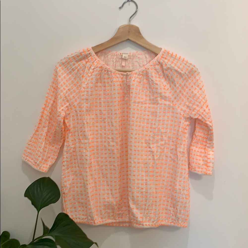 Crewcuts blouse 3/4 sleeve neon orange sz 12